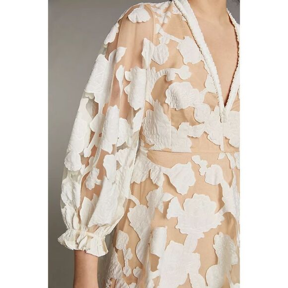 Anthropologie x Geisha Designs Loren Appliqued Tulle Mini Dress Sz 14 - Picture 2 of 3